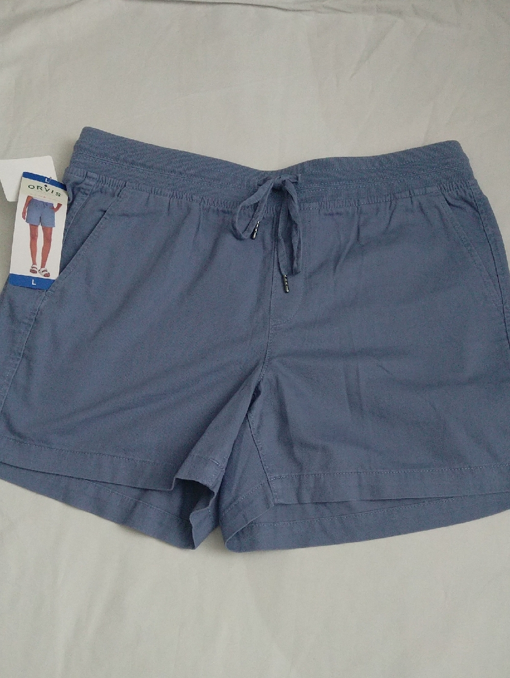 Orvis Women's Slate Blue Drawstring Classic Summer Shorts Sz L/G Comfy , Neutral
